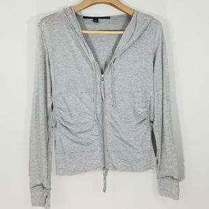 ISDA & CO Hoodie Zip Up Ruched Distressed Small